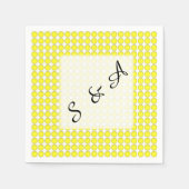 紙ナプキン – 黄色のドットとイニシャル スタンダードカクテルナプキン (正面)