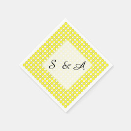 紙ナプキン – 黄色のドットとイニシャル スタンダードカクテルナプキン