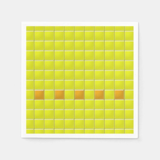紙ナプキン – 黄色のモザイク正方形 スタンダードカクテルナプキン (正面)