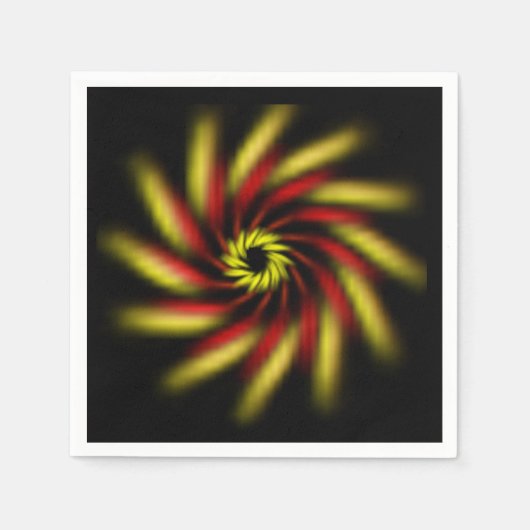 紙ナプキン – 黒上のピンホイール スタンダードカクテルナプキン (正面)