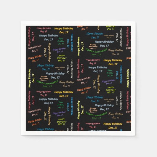 紙ナプキン 12月17日 誕生日 スタンダードカクテルナプキン (正面)
