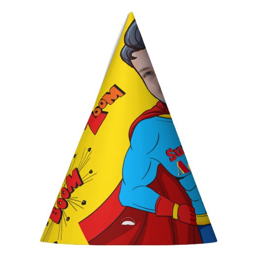 紙ハットスーパーヒーロー誕生日 パーティーハット (左)