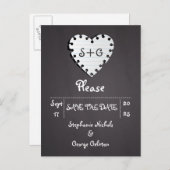 紙ハートの中盤結婚式の日付を保存 案内ポストカード (正面/裏面)