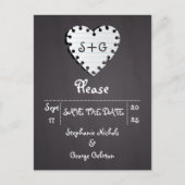 紙ハートの中盤結婚式の日付を保存 案内ポストカード (正面)