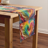 紙ハートをレインボーカラーでカット ショートテーブルランナー (インサイチュ)