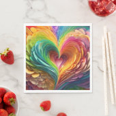 紙ハートをレインボーカラーでカット スタンダードランチョンナプキン (インサイチュ)