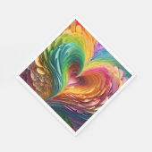 紙ハートをレインボーカラーでカット スタンダードランチョンナプキン (角)