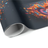 紙ハートをレインボーカラーでカット ラッピングペーパー (ロールコーナー)