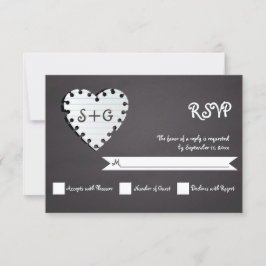 紙ハートオンシャルボード&モノグラム結婚式RSVP 出欠カード
