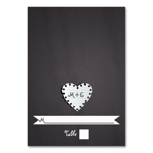 紙ハートシャルボードモノグラム結婚座席表 テーブルナンバー (正面)
