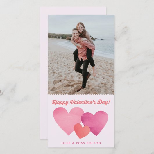 紙ハートバレンタインの写真カード シーズンカード (正面/裏面)