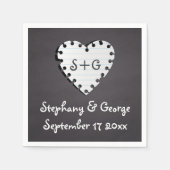 紙ハートモノグラム結婚の スタンダードカクテルナプキン (正面)