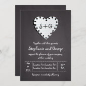 紙ハートモノグラム結婚の 招待状 (正面/裏面)