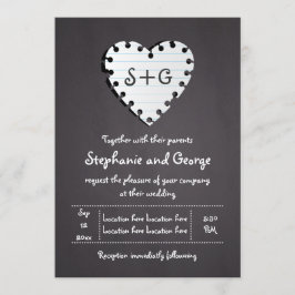 紙ハートモノグラム結婚の 招待状