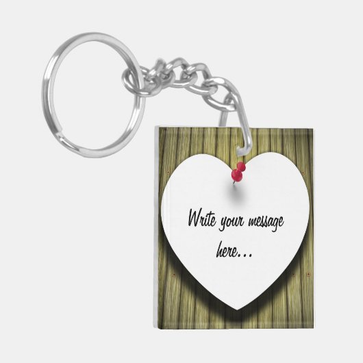 紙ハート手書きスクリプ素朴ト キーホルダー (正面左)