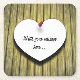 紙ハート手書きスクリプ素朴ト スクエアペーパーコースター