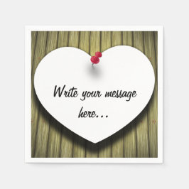 紙ハート手書きスクリプ素朴ト スタンダードカクテルナプキン