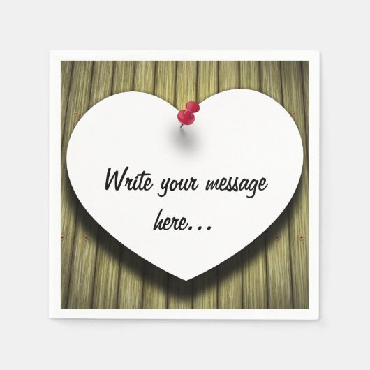 紙ハート手書きスクリプ素朴ト スタンダードカクテルナプキン (正面)