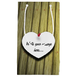 紙ハート手書きスクリプ素朴ト スモールペーパーバッグ