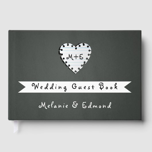 紙ハート結婚シャルボードモノグラムのゲストブック ゲストブック (正面)