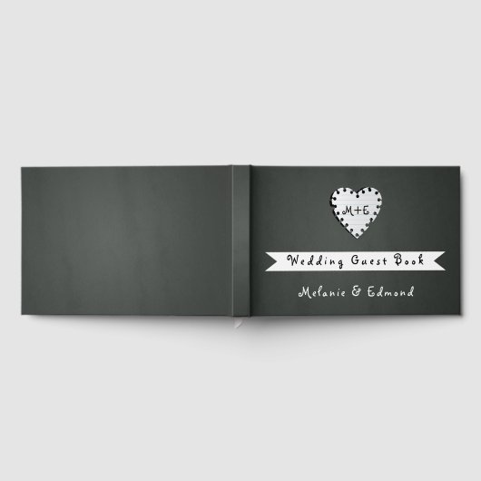 紙ハート結婚シャルボードモノグラムのゲストブック ゲストブック (全面)