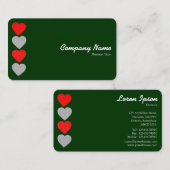 紙ハート01 – ホワイトオンダークグリーン 名刺 (正面/裏面)