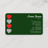 紙ハート01 – ホワイトオンダークグリーン 名刺 (裏面)