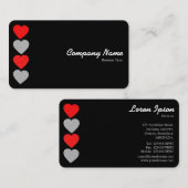 紙ハート01 – 黒の上に白(金ゴールド) 名刺 (正面/裏面)