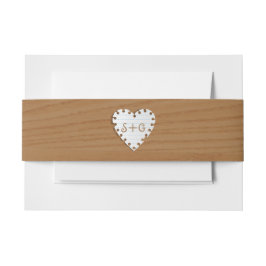 紙ハート(モノグラム結婚の木材) 招待状ベリーバンド