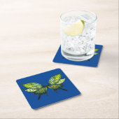 紙バタフライコースターズインブルー&グリーン スクエアペーパーコースター (インサイチュ)