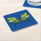 紙バタフライコースターズインブルー&グリーン スクエアペーパーコースター (アングル)