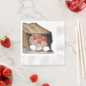 紙バッグで子猫が隠れて… 縁ありカクテルナプキン (インサイチュ)