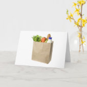 紙バッグは食料雑貨でいっぱい カード (黄色い花)