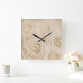 紙バラセピア スクエア壁時計 (ホーム)