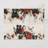 紙バラ&ブラックベアーズバレンタイン ポストカード (正面)