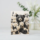 紙バラ&ブラックベアーバレンタイン ポストカード (スタンド正面)