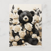 紙バラ&ブラックベアーバレンタイン ポストカード (正面)