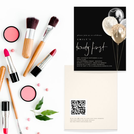 紙バルーン金ゴールドアイボリーQRコード21stブラック チラシ