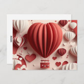 紙バレンタインデーハート熱気球 シーズンカード (正面/裏面)