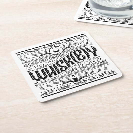 紙バーコースター：ウィスキー/ウィスキー スクエアペーパーコースター (アングル)
