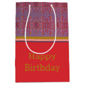 紙パターン（の模様が）ある抱き枕とハッピーバースデー ミディアムペーパーバッグ (正面)