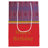 紙パターン（の模様が）ある抱き枕とハッピーバースデー ミディアムペーパーバッグ (裏面)