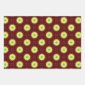 紙パック175装飾茶色ブルーイエロー ラッピングペーパーシート (正面2)