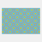 紙パック175装飾茶色ブルーイエロー ラッピングペーパーシート (正面)