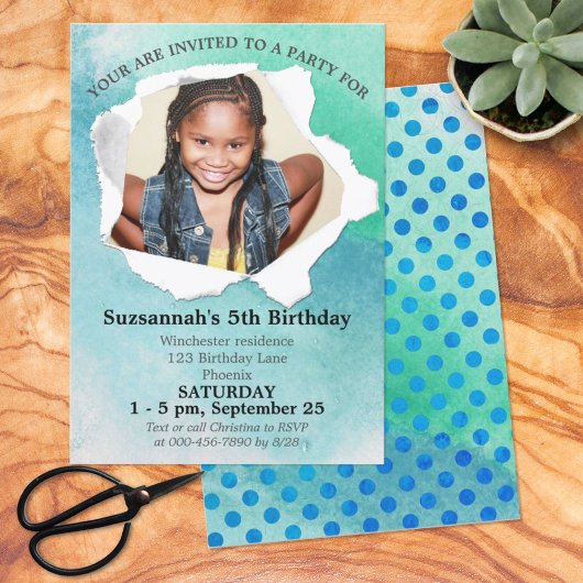 紙パンチシェイプフォトパステルウォーターカラーテンプレート 招待状