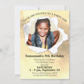 紙パンチ形状カスタムフォトウォーターカラーテンプレート 招待状 (正面)