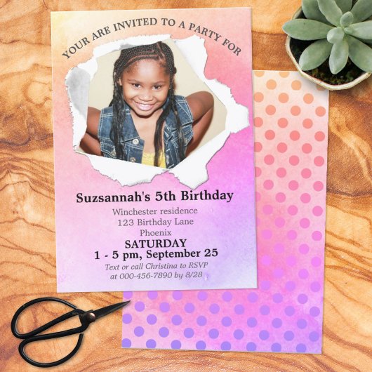 紙パンチ形状カスタムフォトウォーターカラーテンプレート 招待状