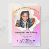 紙パンチ形状カスタムフォトウォーターカラーテンプレート 招待状 (正面)