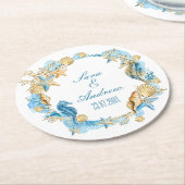 紙パーソナライズされたコースター – 海洋生物 ラウンドペーパーコースター (アングル)