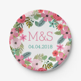 紙パーソナライズされたプレートボホフローラ手書き ペーパープレート